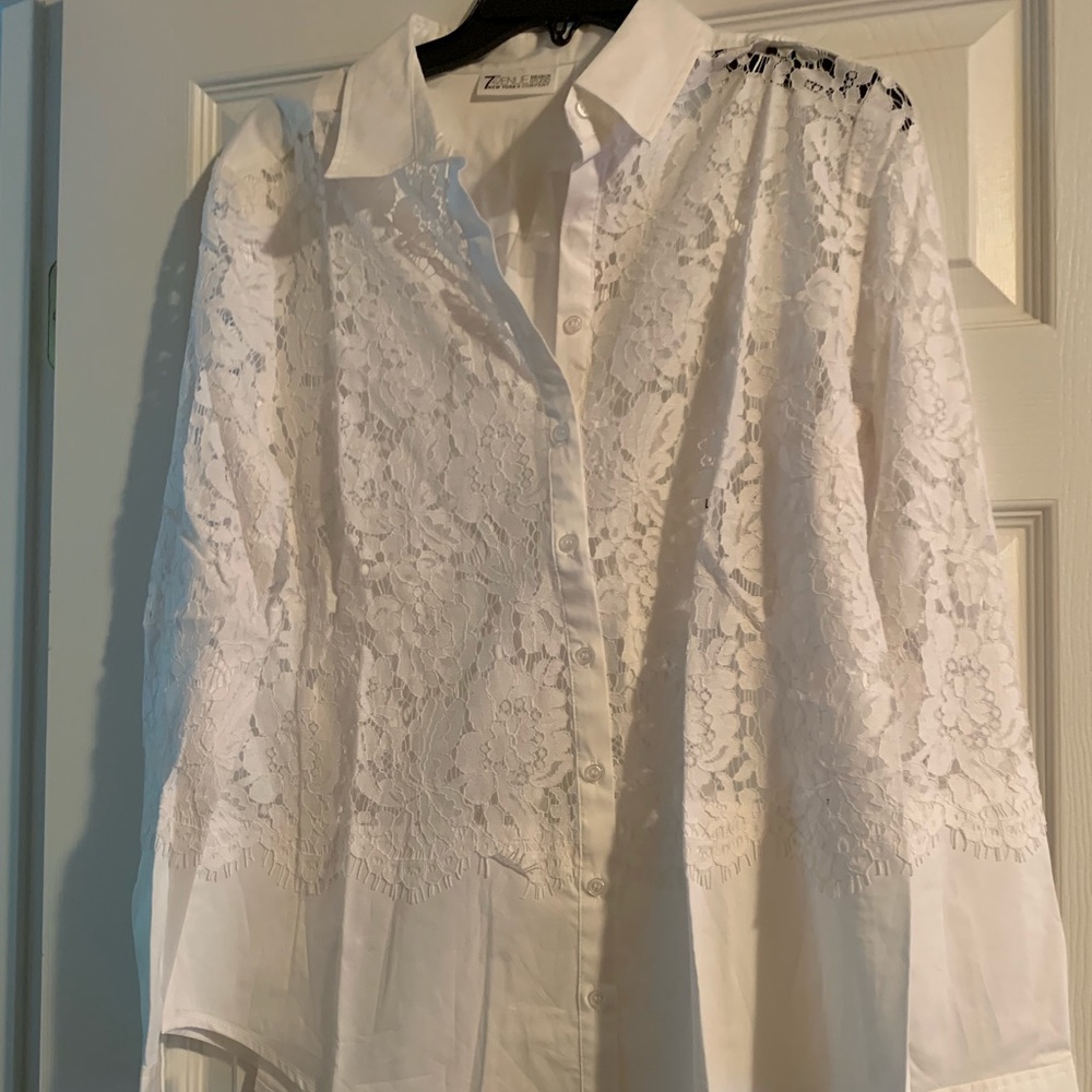 Shirt-White Lace Button Down